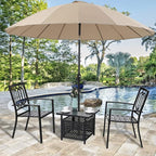 PHI VILLA Outdoor Patio Side Table Set of 2, Outside Coffee Bistro Table - Image 2