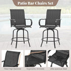 Giantex Set of 2 Swivel Outdoor Bar Stools, All-Weather Bar Height Patio Chairs - Image 6