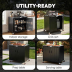 Outdoor Grill Cart with Storage Cabinet and Stainless Steel Top, 35-Inch - Image 9