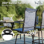 PHI VILLA 3Pcs Outdoor Swivel Bar Stools Set, Bar Height Patio Table and Chairs - Image 4