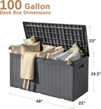 Devoko 97 Gallon Deck Box, Waterproof Resin Outdoor Storage Box - Image 4