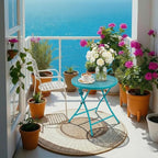 TeoKJ Folding Outdoor Side Tables, Anti Rust Small Patio Table Round Metal - Image 8