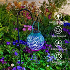 2 Pack Outdoor Solar Hanging Lantern Lights Metal LED Decorative Lamp - Image 7