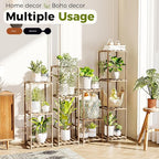 Bamworld 4 Sets Tall Plant Stands Indoor Outdoor Combo Plant Shelves Wooden - Image 4