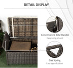 Outsunny 29 Gallon Patio Wicker Storage Bench, Outdoor PE Rattan Patio Furniture - Image 7