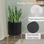ARNIS Plants Pots with Stand, Unique Mid Century Decorative Metal Flower Pots - Image 7