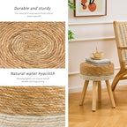 Handwoven Outdoor Ottoman, Water Hyacinth Pouf Round Patio Footstool - Image 5