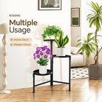3 Tier Plant Stand Indoor, Metal Plant Shelf Outdoor, Foldable Corner Tall - Image 2