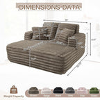 56" Oversized Chaise Lounge Chair Indoor, Plush Faux Fur Sleeper Sofa Couch Bed - Image 2