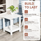 Outdoor Side Table with 2 Layers Storage Small Adirondack Square Side Tables - Image 4