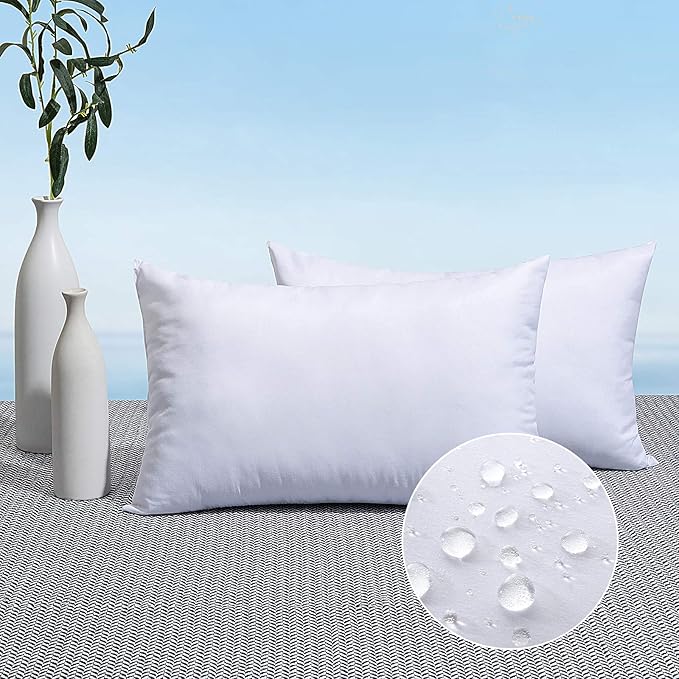 MIULEE Pack of 2 12x20 Outdoor Pillow Inserts, Outdoor Throw Pillows by MIULEE