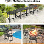 VINGLI Outdoor Metal Curved Bench, Weatherproof Fire Pit Bench Set of 4 - Image 6