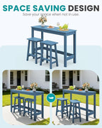 SERWALL 3-Piece Outdoor Bar Set, Rectangular All Weather HDPE Bar Height Patio - Image 8