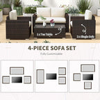 Outsunny 4 Piece Wicker Patio Furniture Set - Image 3