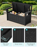 SERWALL HDPE Outdoor Storage Bench, All-Weather, UV-Resistant Deck Box - Image 5