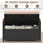 RELAX4LIFE Wicker Outdoor Storage Bench, Rattan Deck Box w/Protective Liner - Image 2