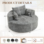 Antetek Oversized Round Chaise Longue Chair Indoor, Modern 55-inch Upholstered - Image 2