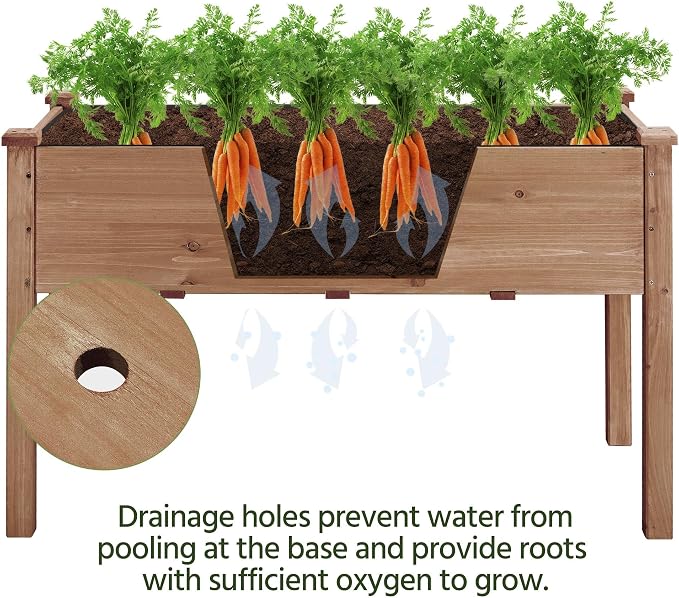 Yaheetech 1pc Raised Garden Bed 48x24x30in Elevated Wooden Horticulture Planter - Image 4