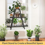 Bamboo Plant Stand Indoor/Outdoor, Rectangular, 8 Potted Flower Holder Ladder - Image 4