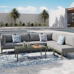Sundale Outdoor 7 Pieces Metal Patio Furniture Set, Outdoor Sectional Sofa - Image 8