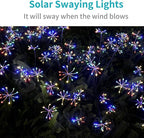 JJGoo Solar Garden Lights, New Upgraded 2 Pack Solar Swaying Starburst Light - Image 3