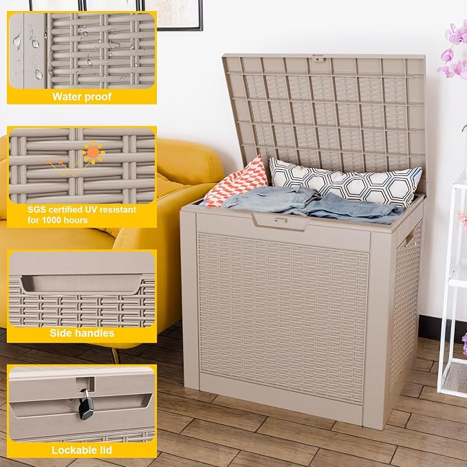 31 Gallon Outdoor Deck Box, Lockable Waterproof Outdoor Storage Boxes - Image 3
