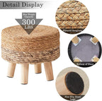 Wimarsbon Round Foot Stool Natural Seagrass Poufs Ottoman Hand Weave Footrest - Image 5