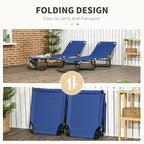 Outsunny 2 Piece Folding Chaise Lounge Pool Chairs, Outdoor Sun Tanning Chairs - Image 5