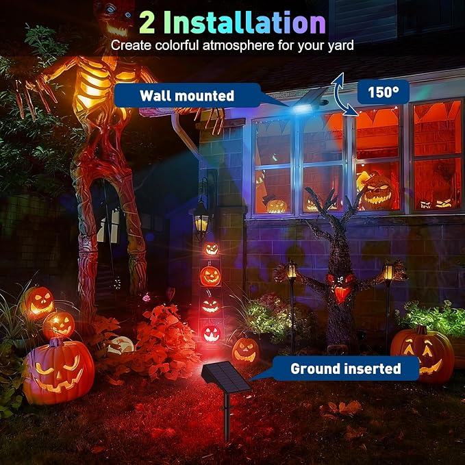 Solar Color Changing RGB Spot Lights Outdoor, 2 Pack/7 Lighting Modes - Image 4