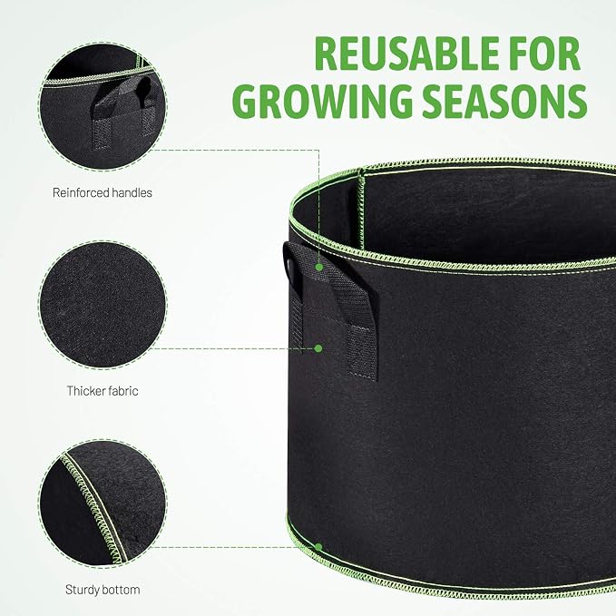Delxo 10-Pack 7 Gallon Grow Bags Heavy Duty Aeration Fabric Pots Thickened - Image 3