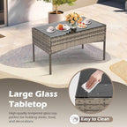 FDW | 4-Piece Patio Furniture Set | Gray & Blue | Outdoor Wicker Furniture - Image 7