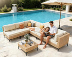 ABCASA Patio Furniture Set, Boho Patio Conversation Set Sectional Sofa - Image 3