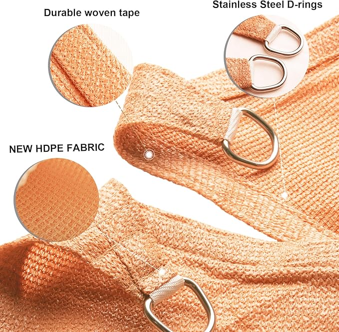 SUNLAX Sun Shade Sail 11' x 22' Peach Fuzz Rectangle Canopy Sail Shade Cover UV - Image 3