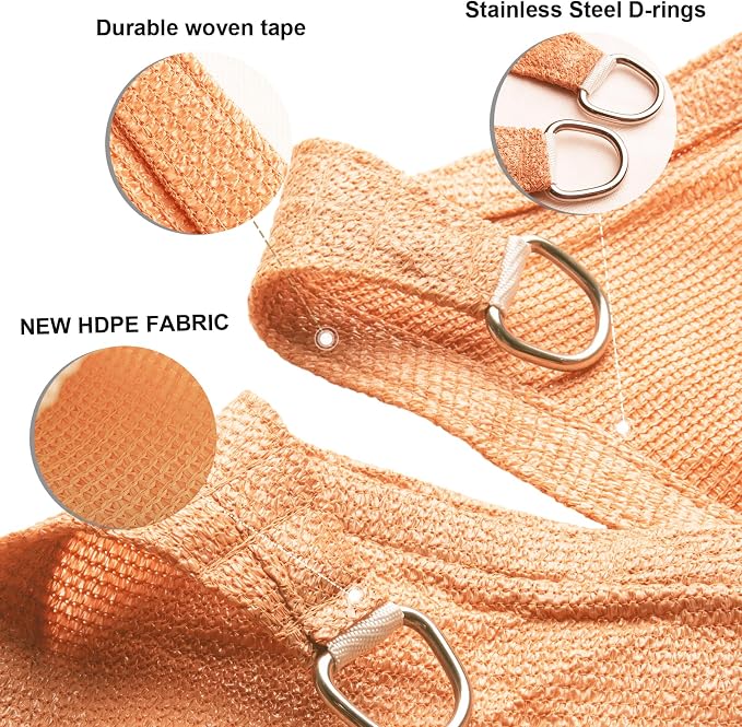 SUNLAX Sun Shade Sail 12' x 19' Peach Fuzz Rectangle Canopy Sail Shade Cover UV - Image 3