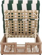 SAFAVIEH Outdoor Collection Gillian Heather Tan & Hunter Green Stripe Chaise - Image 10
