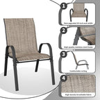 Patio Dining Chairs Set of 2, Outdoor Stackable Dining Chairs High Back - Image 4