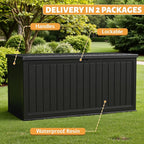 Flamaker Resin Deck Box 270 Gallon, Waterproof Imitation-Wood Lockable Storage - Image 3