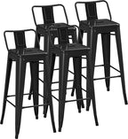 Yaheetech Bar Stools Set of 4, Metal Counter Height Chairs, 30 Inch Industrial by Yaheetech