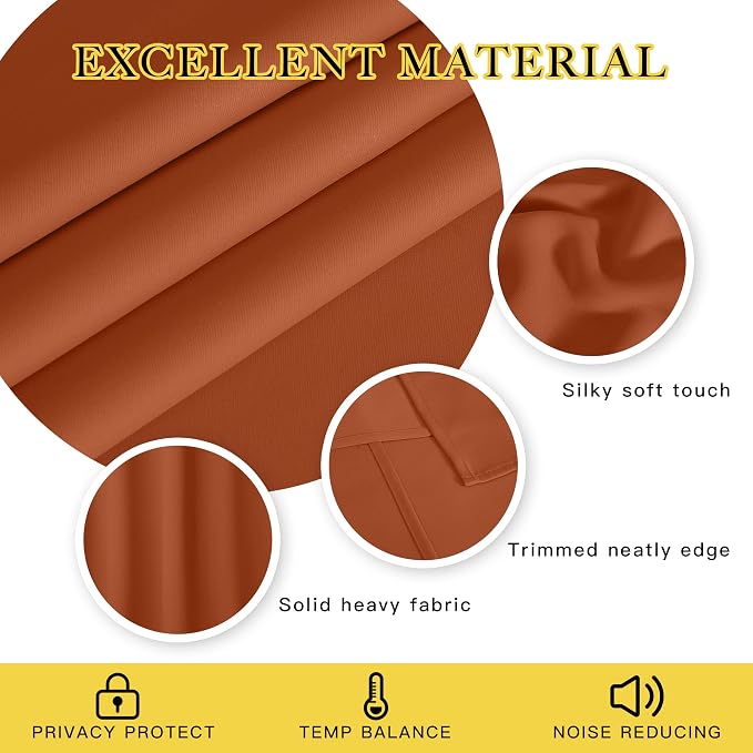 NICETOWN Burnt Orange Blackout Curtains - Image 2