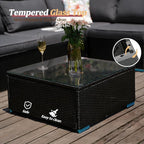 7 Piece Outdoor Patio Furniture Sets, Outdoor Wicker Conversatin Set w Glass - Image 5