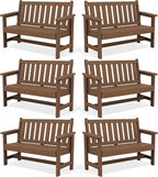 SERWALL Outdoor Bench, HDPE Outdoor Benches Weatherproof, 2-Person Garden Bench by SERWALL