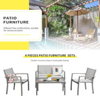 Shintenchi 4 Pieces Patio Furniture Set All Weather Textile Fabric Outdoor - Image 6