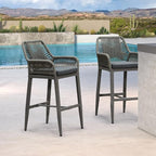 PURPLE LEAF Outdoor Wicker 29" Bar Stools Set of 2, Boho Patio Bar Height Chair - Image 2