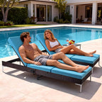 HOMREST Outdoor Lounge Chairs Set of 2, Patio Wicker Chaise Lounge - Image 5
