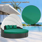 MICTONY Outdoor Daybed Cushion Cover, Sun Bed Round Cushion ONLY, Ink Green - Image 4