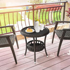 VINGLI Outdoor Wicker Side Table, Patio Side Tables - Image 2