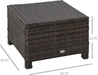 Outsunny 20" Patio Wicker Ottoman, Additional Seating, Side Table - Image 3