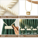 Hion Magnetic Curtain Tiebacks Beige 6 Pack, Curtain Tiebacks Buckles Holdbacks - Image 3