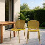 2xhome Set of 3 Patio Dining Chairs | Modern Stackable Outdoor Pool Side Chair - Image 2