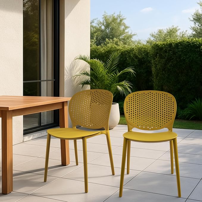 2xhome Patio Dining Chair | Modern Stackable Outdoor Pool Side Chair | Weather - Image 2